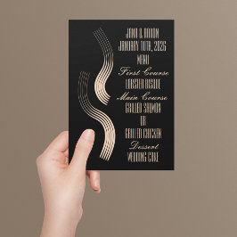 Menu Casamento Moderno do Streamline Beige-on-Black