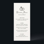 Menu Casamento Moderno dos Anéis Desenhados à Mão<br><div class="desc">Menus modernos de casamento com minha mão desenhada.</div>