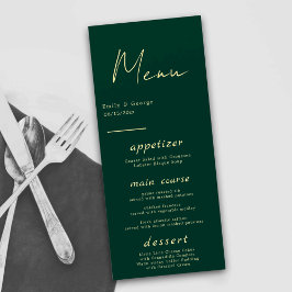 Menu Casamento Moderno Dourado Luxo Verde Elegante