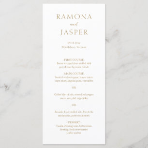 Menu Casamento Moderno Dourado Simples