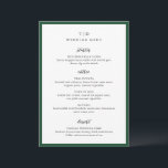 Menu Casamento Moderno Elegante Emerald Green Monograma<br><div class="desc">Menus modernos de casamento com um design limpo com fontes serif e script.</div>
