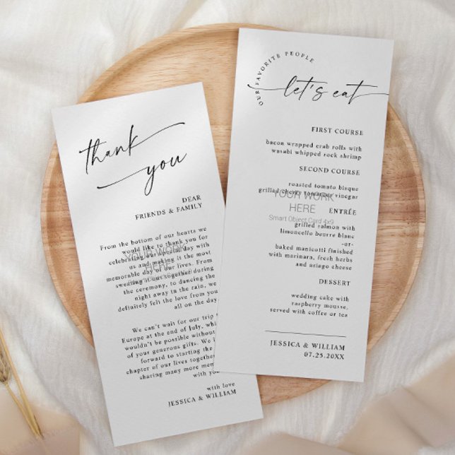 Menu Casamento Moderno Elegante Minimalista Obrigado (Criador carregado)
