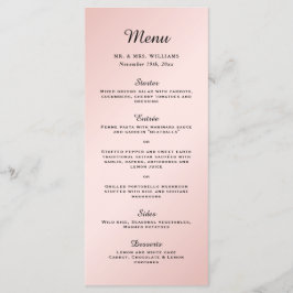 Menu Casamento Moderno Elegante Preto-Rosa Esbranquiçad