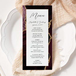 Menu Casamento Moderno em Ágata Dourada Burgundy