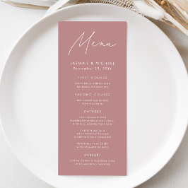 Menu Casamento Moderno em Rosa Desbotado
