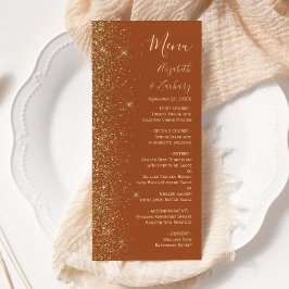 Menu Casamento Moderno em Terracota com Brilho Dourado