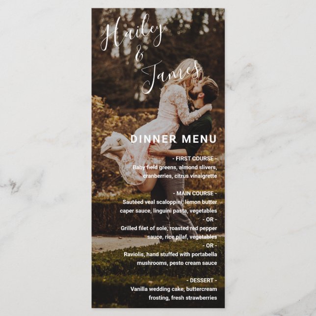 Menu Casamento Moderno Foto Elegante (Frente)