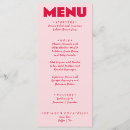 Menu Casamento Moderno Funky Negra Vermelho Cor-de-rosa