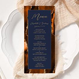 Menu Casamento Moderno Laranja Queimada Ágata Azul Mari