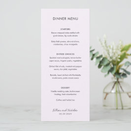 Menu Casamento Moderno Lilás Elegante