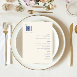 Menu Casamento Moderno Marinho Simples e Minimalista