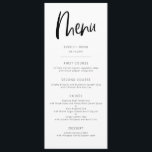 Menu Casamento Moderno Minimalista<br><div class="desc">Cartão moderno minimalista de janto de casamento com fonte boho.</div>