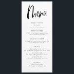 Menu Casamento Moderno Minimalista<br><div class="desc">Cartão moderno minimalista de janto de casamento com fonte boho.</div>