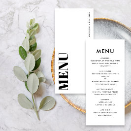 Menu Casamento Moderno Minimalista Negro e Branco Ousad