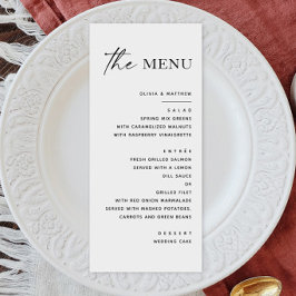 Menu Casamento Moderno Minimalista | Preto e branco lim