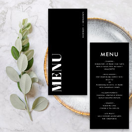 Menu Casamento Moderno Minimalista Preto e Branco Ousad