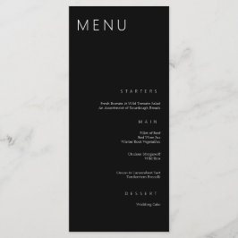 Menu Casamento Moderno Mínimo Chic Black and White