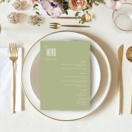 Menu Casamento Moderno Mint Verde Minimalista Simples