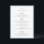 Menu Casamento moderno monograma em azul-pó elegante<br><div class="desc">Cardápios de casamento modernos com design limpo e fontes serif e script.</div>