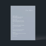 Menu Casamento Moderno na moda Dusty Blue<br><div class="desc">Menu moderno de casamento com um design simples mas elegante.</div>