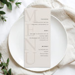 Menu Casamento Moderno Negro e Minimalista de Marfim<br><div class="desc">Crie seus próprios cartões personalizados de cardápio de casamento com tipografia moderna e design gráfico minimalista em cor de marfim.</div>