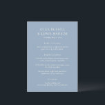 Menu Casamento Moderno Olga Dusty Blue<br><div class="desc">Menus modernos de casamento com um design simples e limpo com fontes ousadas.</div>