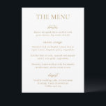 Menu Casamento Moderno Ouro Simples<br><div class="desc">Cardápio de casamento moderno com um design simples,  porém elegante.</div>