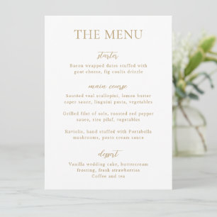 Menu Casamento Moderno Ouro Simples