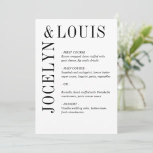 Menu Casamento Moderno Preto e Branco em Destaque