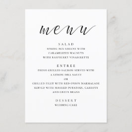 Menu Casamento moderno preto e branco. Escrita minimali