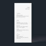 Menu Casamento Moderno Preto e Branco Limpo<br><div class="desc">Cardápios de casamento modernos com um design simples,  mas elegante,  com fontes serif e script.</div>