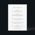 Menu Casamento Moderno Preto e Branco Minimalista<br><div class="desc">Menu de casamento moderno com o título e seu monograma em uma escrita elegante.</div>