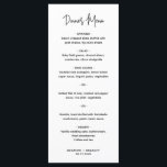 Menu Casamento Moderno Preto e Branco Minimalista<br><div class="desc">Cardápio de casamento moderno com design simples,  cabeçalho em tipografia elegante e cardápio em fonte sans serif minimalista. Todos os elementos de design são em preto e branco. Este cardápio de casamento chic funciona bem com qualquer estilo de casamento.</div>
