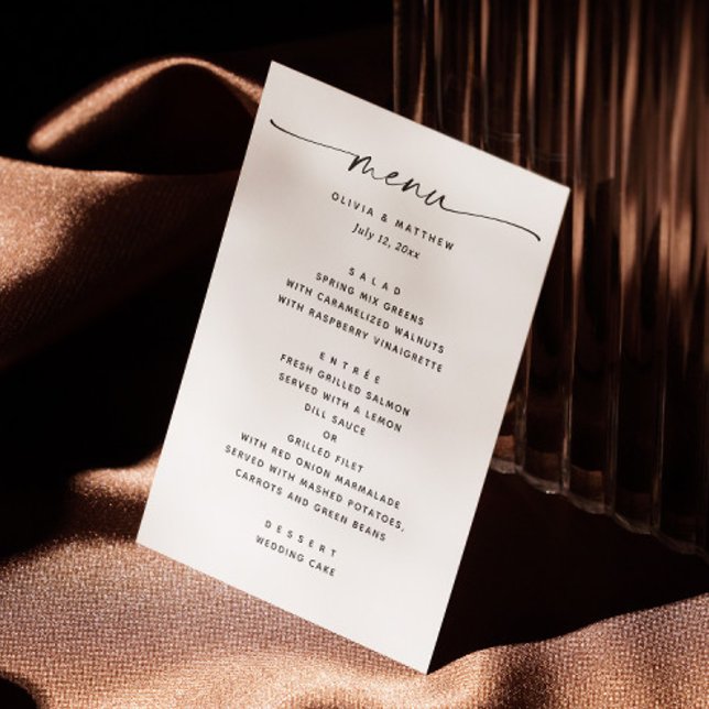 Menu Casamento Moderno Preto e Branco | Roteiro Minimal (Criador carregado)