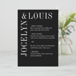 Menu Casamento Moderno Preto Ousado