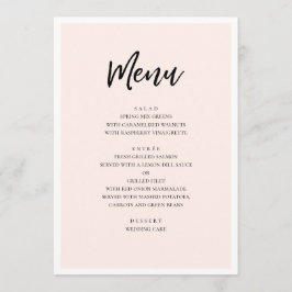 Menu Casamento moderno rosa. Minimalista simples com to