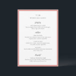 Menu Casamento Moderno Rosa Trisha Coral<br><div class="desc">Menus modernos de casamento com um design limpo com fontes serif e script.</div>