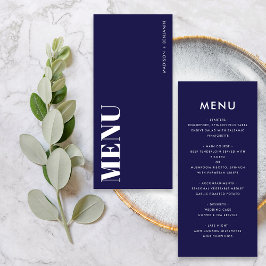 Menu Casamento Moderno Simples Azul e Branca de Marinho