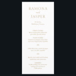 Menu Casamento Moderno Simples e Dourado<br><div class="desc">Menu de casamento de ouro falso elegante com um design simples e mínimo. Um layout clássico com seus nomes em letras grandes para uma reviravolta moderna para este estilo tradicional. Um cardápio de casamento perfeito para um casamento formal.</div>