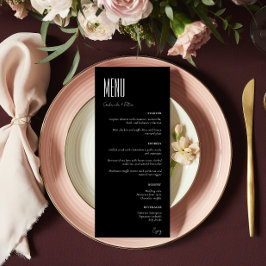 Menu Casamento Moderno Simples e Minimalista Preto e Br
