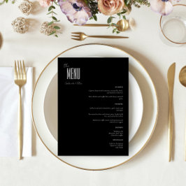 Menu Casamento Moderno Simples e Minimalista Preto e Br