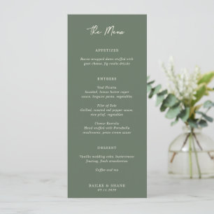 Menu Casamento Moderno Simples em Verde Oliva