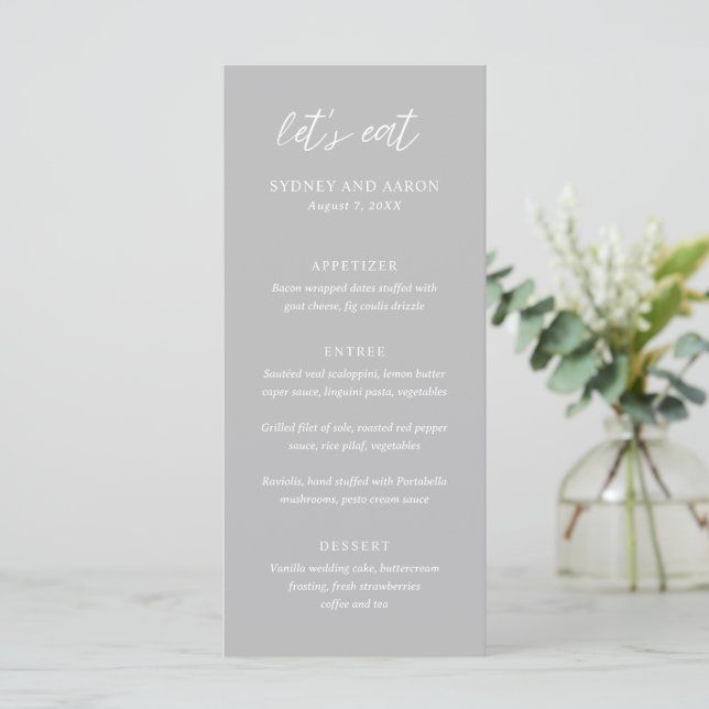 Menu Casamento Moderno Sydney Gray (Em pé/Frente)
