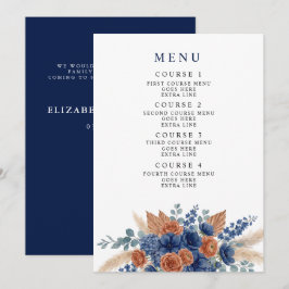 Menu Casamento Moderno Terracota Naval Greenery Pampas