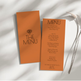 Menu Casamento Moderno Terreno Laranja Burnt Ocidental