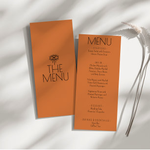 Menu Casamento Moderno Terreno Laranja Burnt Ocidental