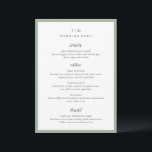 Menu Casamento Moderno Verde de Trisha Sage<br><div class="desc">Menus modernos de casamento com um design limpo com fontes serif e script.</div>