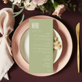 Menu Casamento Moderno Verde Menta Minimalista Simples