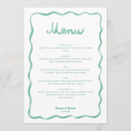 Menu Casamento Moldura Ondulada Verde Menta Branco Capr