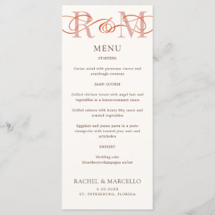 Menu Casamento Monograma Ampersand Terracotta